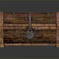 Vintage Wooden Chest With Metal Bands Brass Corners And Lock