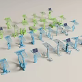 Sports Equipment With Various Fitness And Outdoor Gear In Green And Blue Color Options