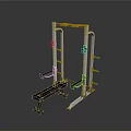 Sturdy White Fitness Squat Rack With Black Bench And Orange Accent