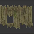 Modern Stone Wall Design With Wooden Planks Moss And Vines Decorative Elements