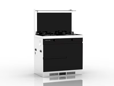 Modern Kitchen Appliance Integrated Stove with Range Hood Black and White Design 3d model
