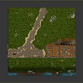 Garden Landscape Model Featuring Stone Retaining Wall Wooden Fence Steps Lush Grass And Stream