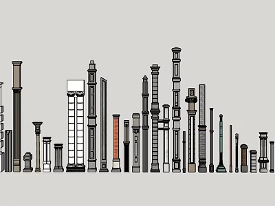 Republic of China style architectural components decorative European pillars Rome 3d model