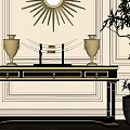 European Style End View Table End View Table Art Decoration Decorative Mirror 3d model