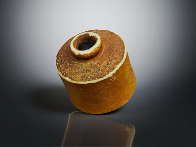 Handcrafted Rustic Ceramic Vessel With Brown Speckled Glaze And Smooth Surface Reflection 3d model