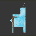 Rustic Blue Desk With Wooden Top And Rusted Metal Frame Drawers