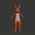 Orange Long Ears Game And Movie Character With White Belly Standing Pose