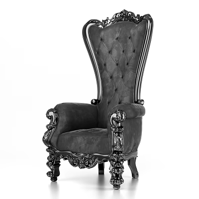 Classic Style Single Sofa With High Backrest And Ornate Carved Details 3d model