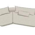 Modern Plush Cream Three Seater Sofa With Soft Cushions And Wooden Legs