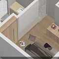 Wooden Hinged Door In Modern Living Room With Sofa Small Table And Wooden Floor