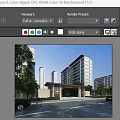 Modern Residential Community Entrance With High Rise Buildings Greenery And Pedestrians