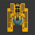 Yellow Futuristic Underwater Submersible With Transparent Cockpit Black Stripes And Mechanical Structure