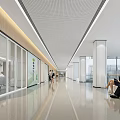 Modern Elevator Corridor With Polished Floors And Glass Walls