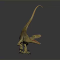 Realistic 3D Dinosaur Model In Dynamic Pose With Open Mouth And Raised Tail
