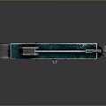 Futuristic Teal Sci-Fi Weapon With Metallic Components And Weathered Texture Design