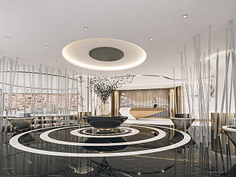 Modern Hall Sales Department Hall Reception Hall Lobby Front Desk Sand Plate Area Sales Department Chandelier Negotiation Area 3d model