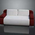 Modern White And Red Multi Seater Sofa With Fabric Upholstery And Metal Legs
