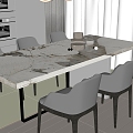 Modern Dining Table and Chair 3d model