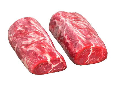 Two Pieces Of Fresh Raw Beef With Marbled Texture And Juicy Appearance 3d model