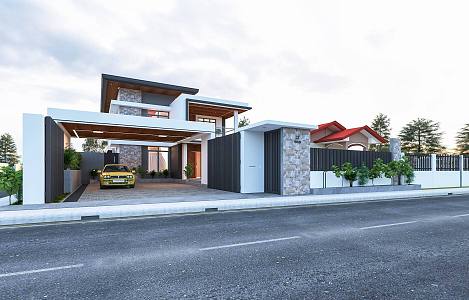 Modern single-family villa self-built homestay 3d model