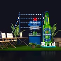 Heineken 0.0 Outdoor Setup Featuring Green Bottle Blue Cooler Chairs And Plants