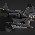 Futuristic Black Fighter Jet 3D Render Featuring Multiple Engines And Unique Wing Design 3d model