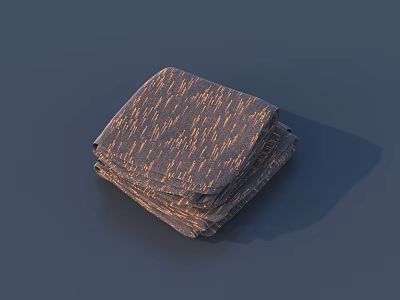 Neatly Stacked Soft Brown Textured Square Cloths On Dark Surface 3d model