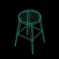 White Bar Stool With Round Seat And Simple Four Leg Design