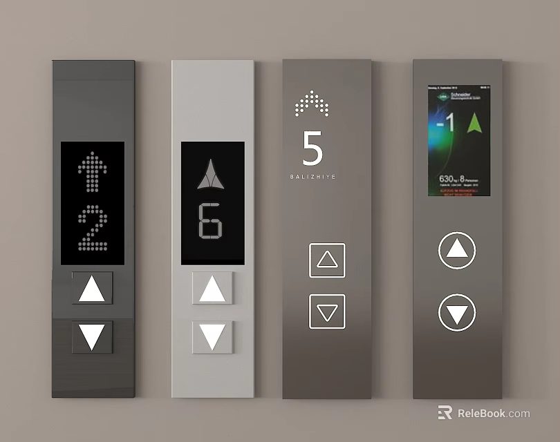 Elevator Control Panels With Modern Design Digital Displays Floor Numbers And Arrow Buttons 3d model