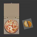 Fresh Pepperoni Pizza In Open Cardboard Box With Slices On Plate