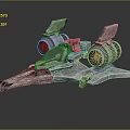 Futuristic Spaceship With Twin Engines Green Accents And Sleek Metallic Design