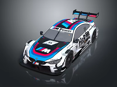 BMW Race Car Featuring BMW POWER Logo Number 55 And Colorful Stripes 3d model