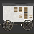 Vintage Wooden Carriage With Rustic Design Large Wheels And Shuttered Windows