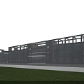 Modern Industrial Factory Building With Large Glass Windows And Spacious Front Lawn