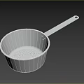 Metal Kitchen Colander With Long Handle And Perforated Holes For Cooking