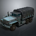 Heavy Duty Military Truck With Canvas Covered Cargo Bed And Rugged Exterior Design