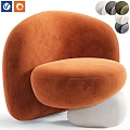 Orange Single Sofa Velvet Upholstered Modern Rounded Design With Decorative Spheres For Living Room