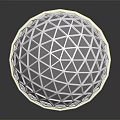 Transparent Geometric Grid Sphere Structure With Reflective Surface And Metal Frame Design