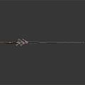 Sleek Sniper Rifle With Blue Gold Accents Metallic Body And Detailed Scope Design