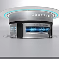 Modern Technology Exhibition Booth With Circular LED Light Strip And Interactive Digital Screen 3d model