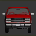 Red Classic Pickup Truck With Shiny Exterior Reflective Surface And Chrome Accents