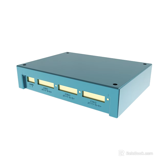 Blue Electronic Device With Multiple Ports And Compact Design For Connectivity 3d model