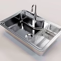 Stainless Steel Double Bowl Kitchen Sink With Faucet And Drainer Basket