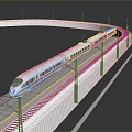 Modern High Speed Train Moving On Elevated Railway Track With Streamlined Design