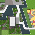 Residential Landscape Design Featuring Green Lawns Walking Paths Colorful Pavement And Water Features