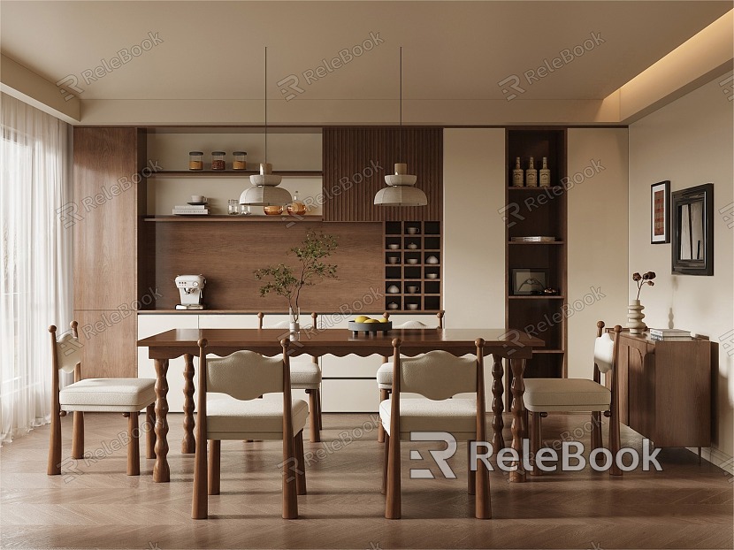 Quiet Wind Home Restaurant Kitchen Dining Table and Chair Combination Cabinet Sideboard Kitchen Supplies model