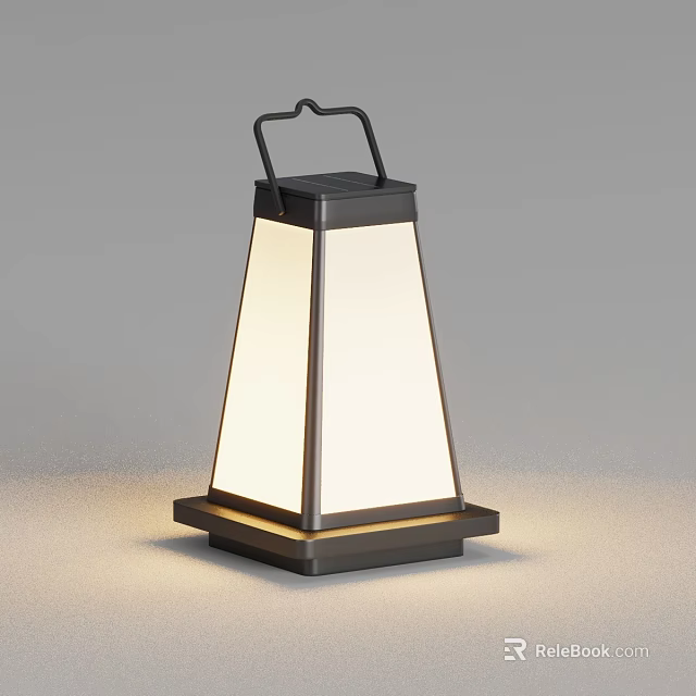 Modern Decorative Lantern With Black Frame White Translucent Panel And Handle 3d model 