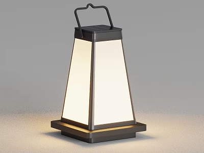 Modern Decorative Lantern With Black Frame White Translucent Panel And Handle 3d model
