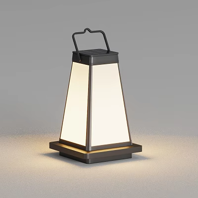Modern Decorative Lantern With Black Frame White Translucent Panel And Handle 3d model