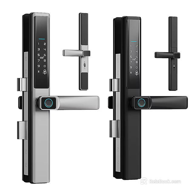Smart Digital Door Lock With Keypad Fingerprint Scanner And Modern Handle Design 3d model 